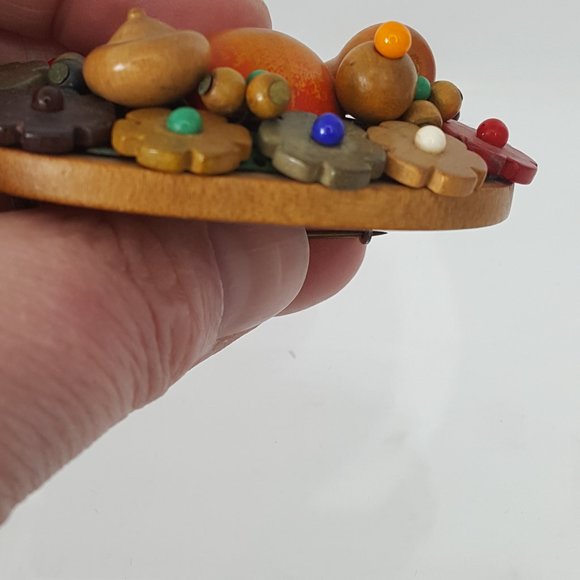 WWII Wooden Fruit Pin made in Czechoslovak. Rare - Picture 8 of 12